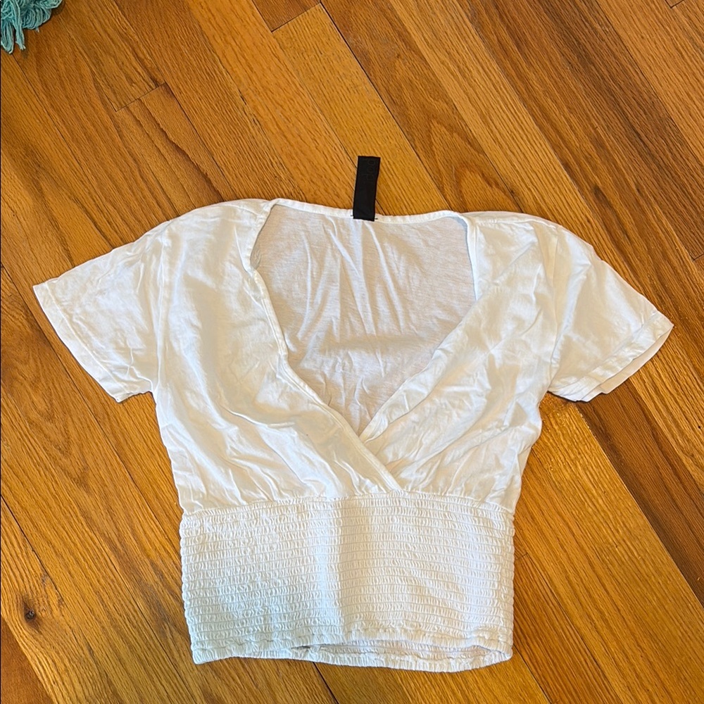 White V-Neck Women's Top
